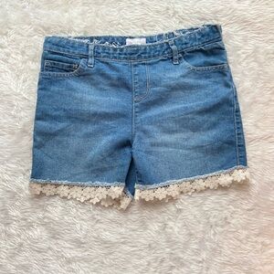 Girls Place Blue Jean Shorts with Lace Trim